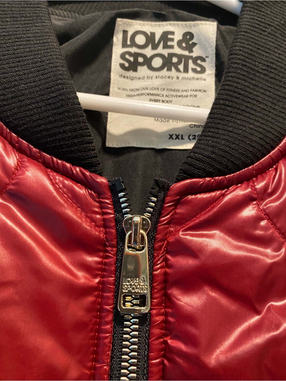 Love & Sports Maroon Quilted Bomber Jacket size XXL (20) NEW! - Picture 5 of 10